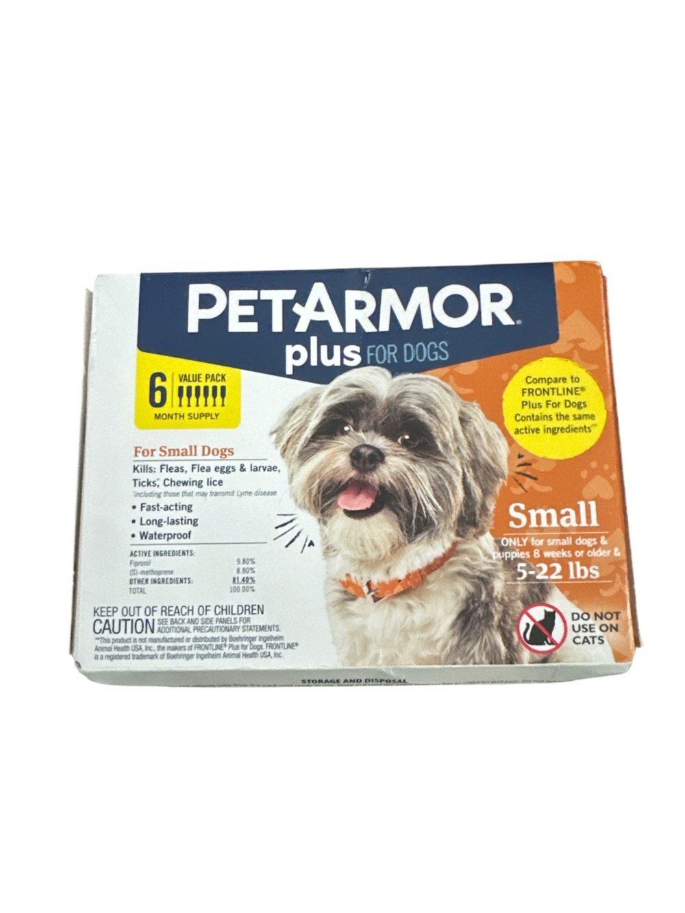 PetArmor Plus for Dogs Small Flea & Tick Treatment  5-22 lbs(6-Pack)